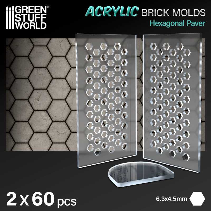 Acrylic Bick Molds Pack X2 Hexagonal Paver