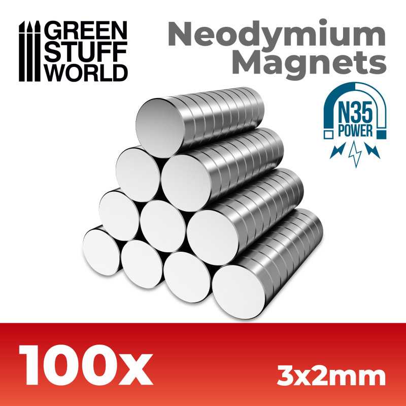 N32 100x Neodymium Magnets 3x0,5x1x2mm