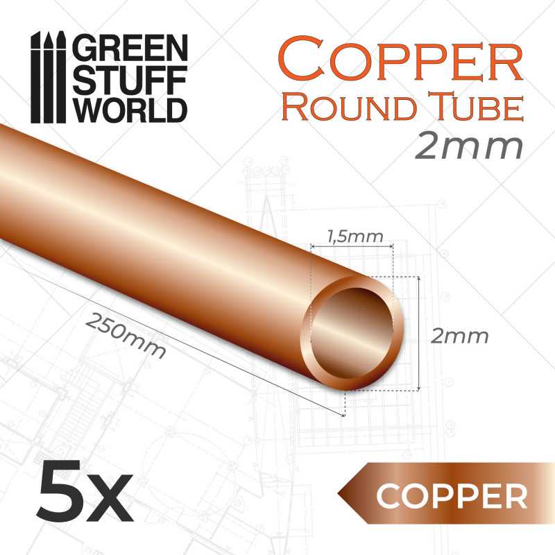 Round Copper Tube 1/1,5/2mm