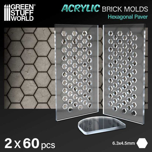 Acrylic Bick Molds Pack X2 Hexagonal Paver