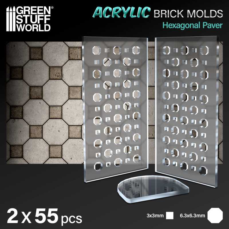 Acrylic Bick Molds Pack X2 octagon paving brick
