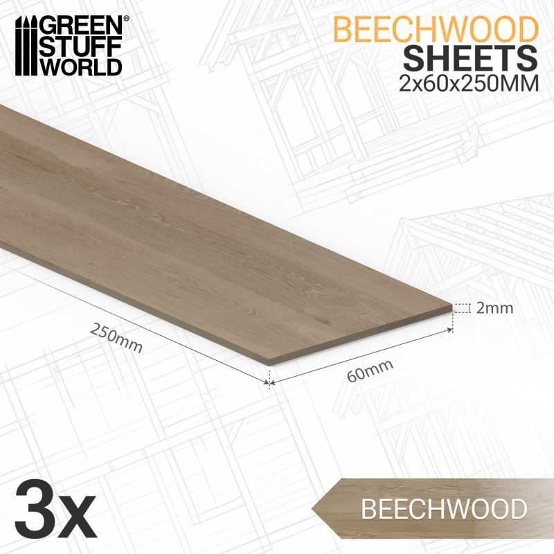 Bechwood sheet 2x250x 40/60/80/100mm x3