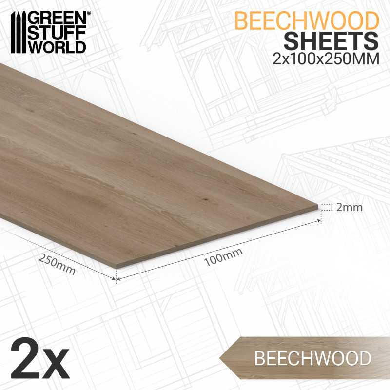 Bechwood sheet 2x250x 40/60/80/100mm x3