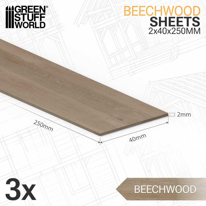 Bechwood sheet 2x250x 40/60/80/100mm x3
