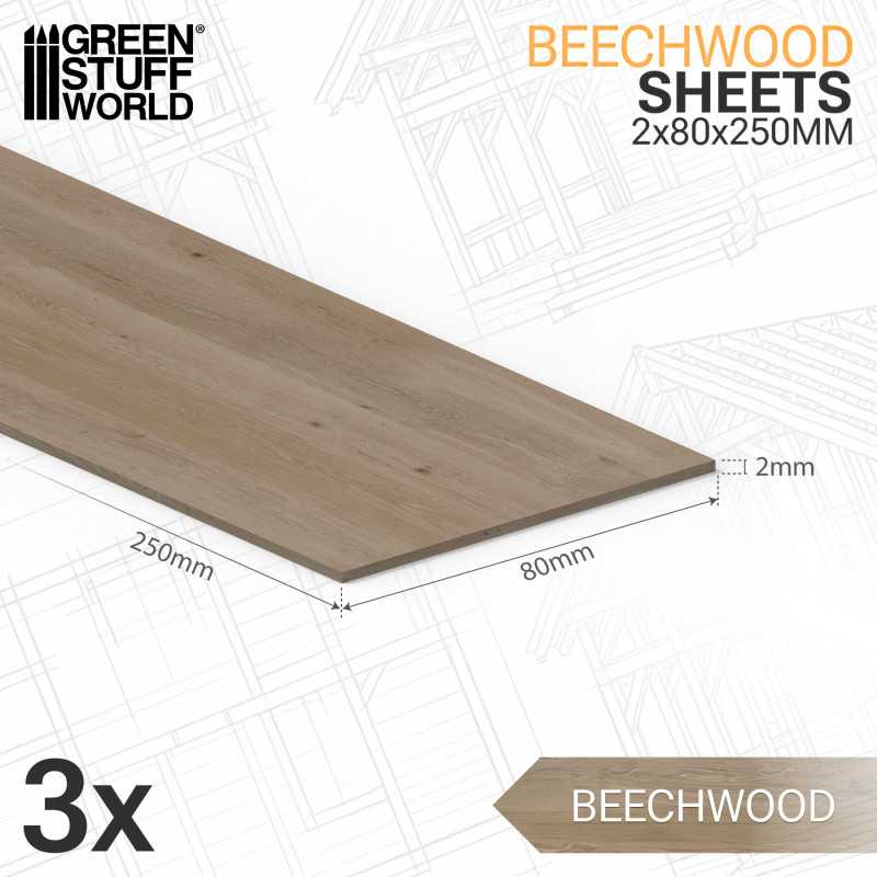 Bechwood sheet 2x250x 40/60/80/100mm x3