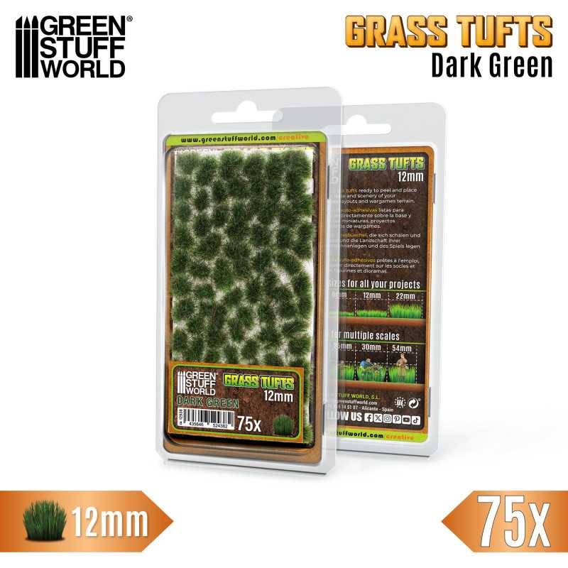 Grass Tufts Dark Green 12mm