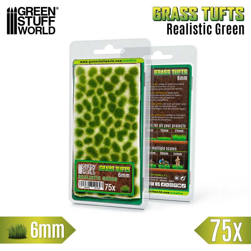 Grass Tufts Realistic Green 6mm