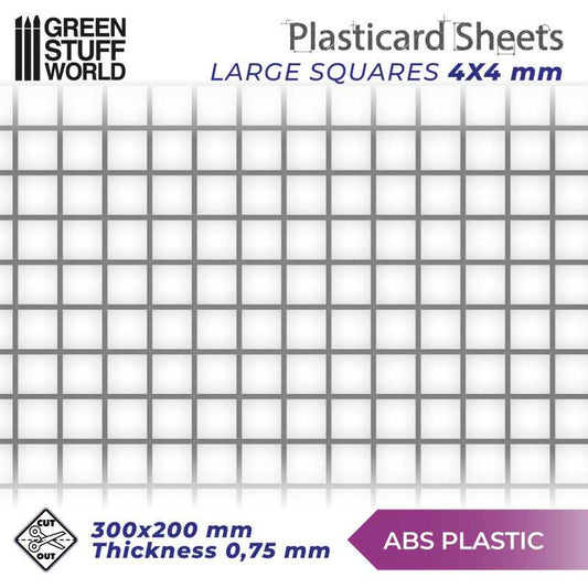 Plasticard Sheets ABS Squares Medium/Large