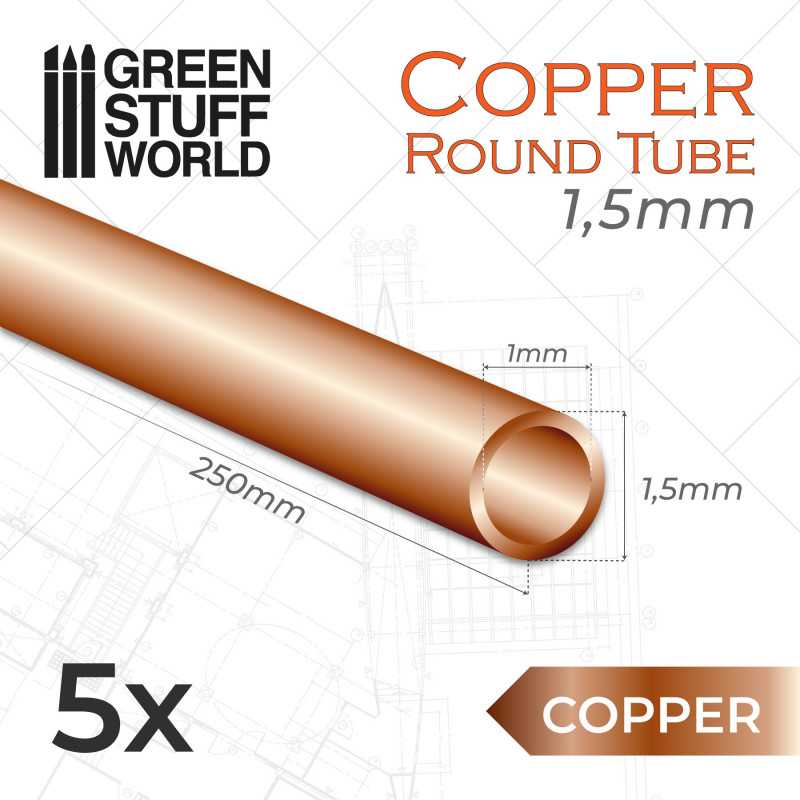 Round Copper Tube 1/1,5/2mm