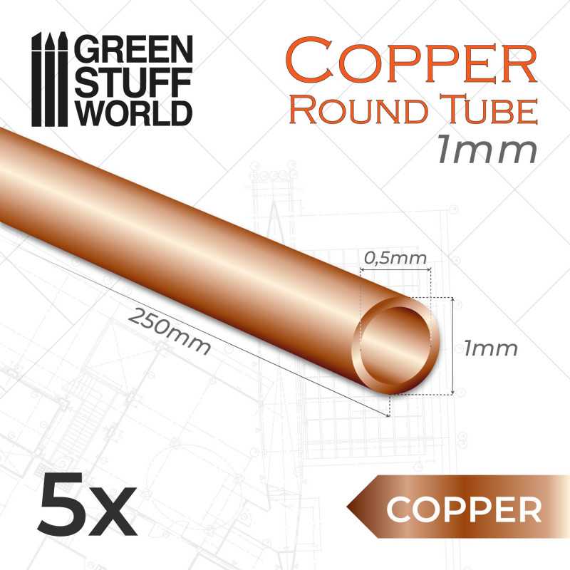 Round Copper Tube 1/1,5/2mm